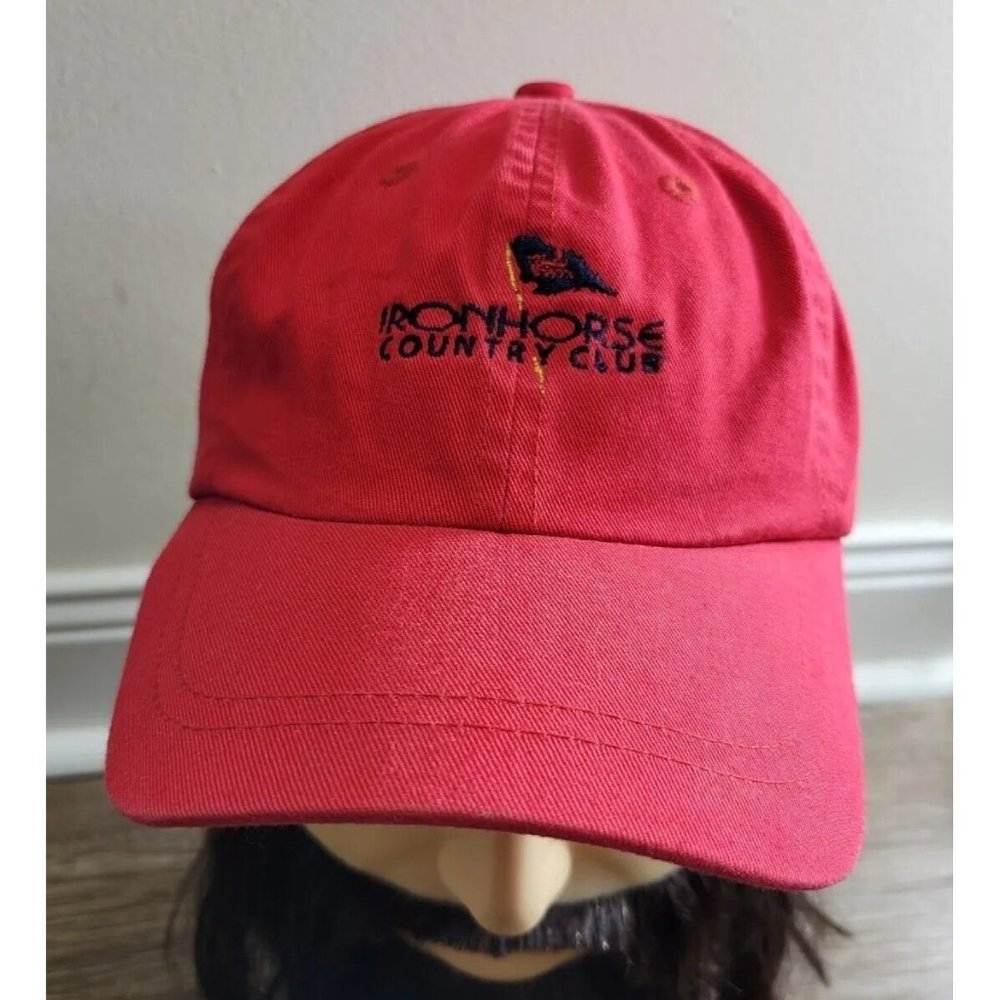 Imperial Embroidered Ironhorse Country Club FL Men's L/XL Red Strapback Cap Golf